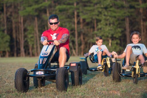 Family riding the Prime Karts XL-4 Ranger and Turbo karts