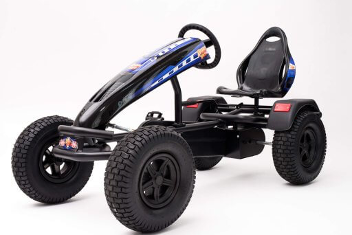 Left angle view of Prime Karts XL-4 with Charger graphics in blue