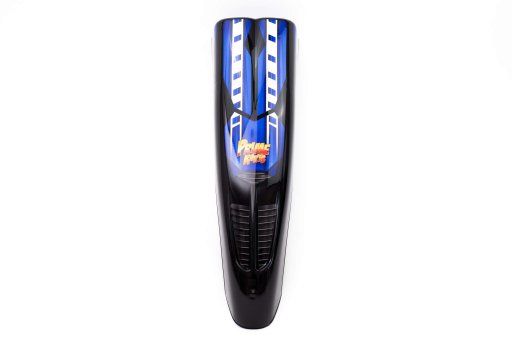 Center view of the Prime Karts XL-4 UV-stabilized Charger graphics in blue on front spoiler